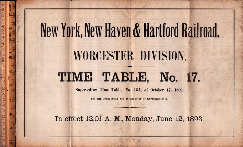 New Haven Worcester Division 1893