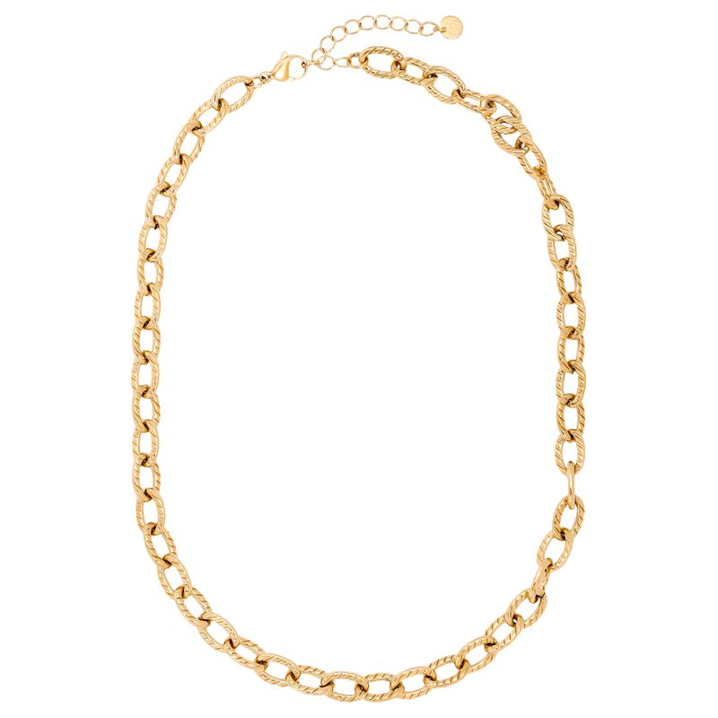 Oval Form Edelstahl Kette/44+3cm