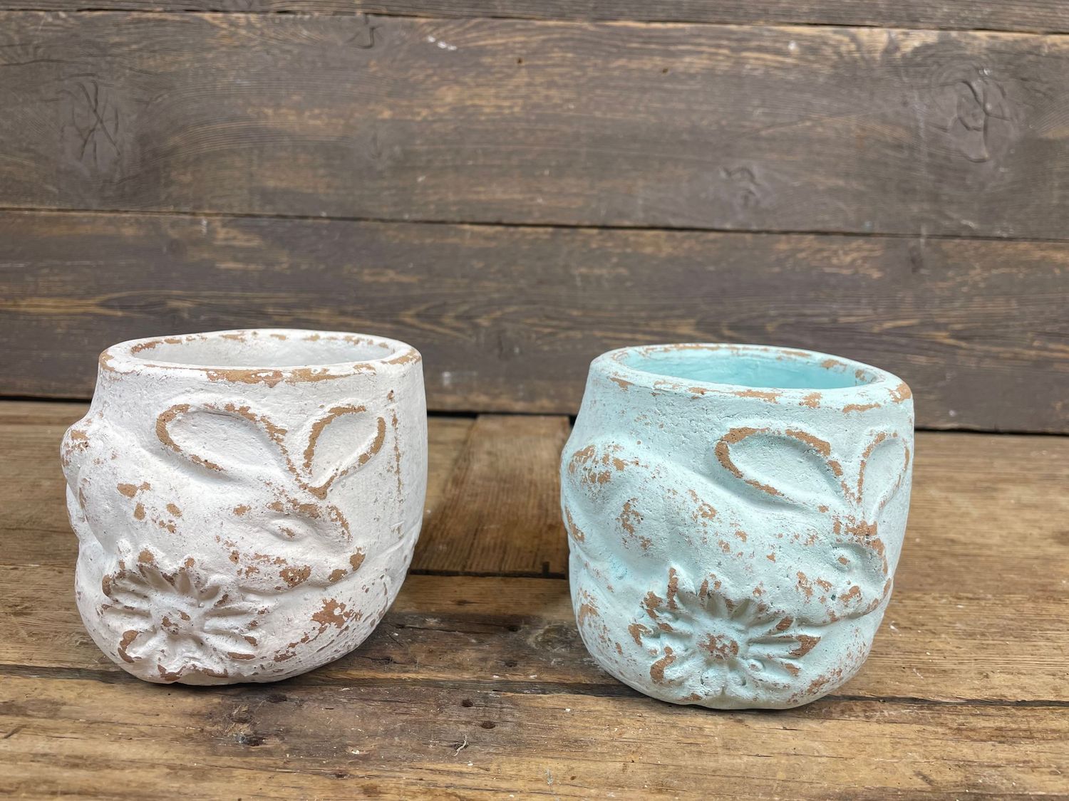 Hoppy Candle Vessel-Handmade-Candle Ready-Clay-5 x 4  inches-Exclusive Design-NEW-Easter Bunny-Primitive-Two Colors-NEW-10 PCS