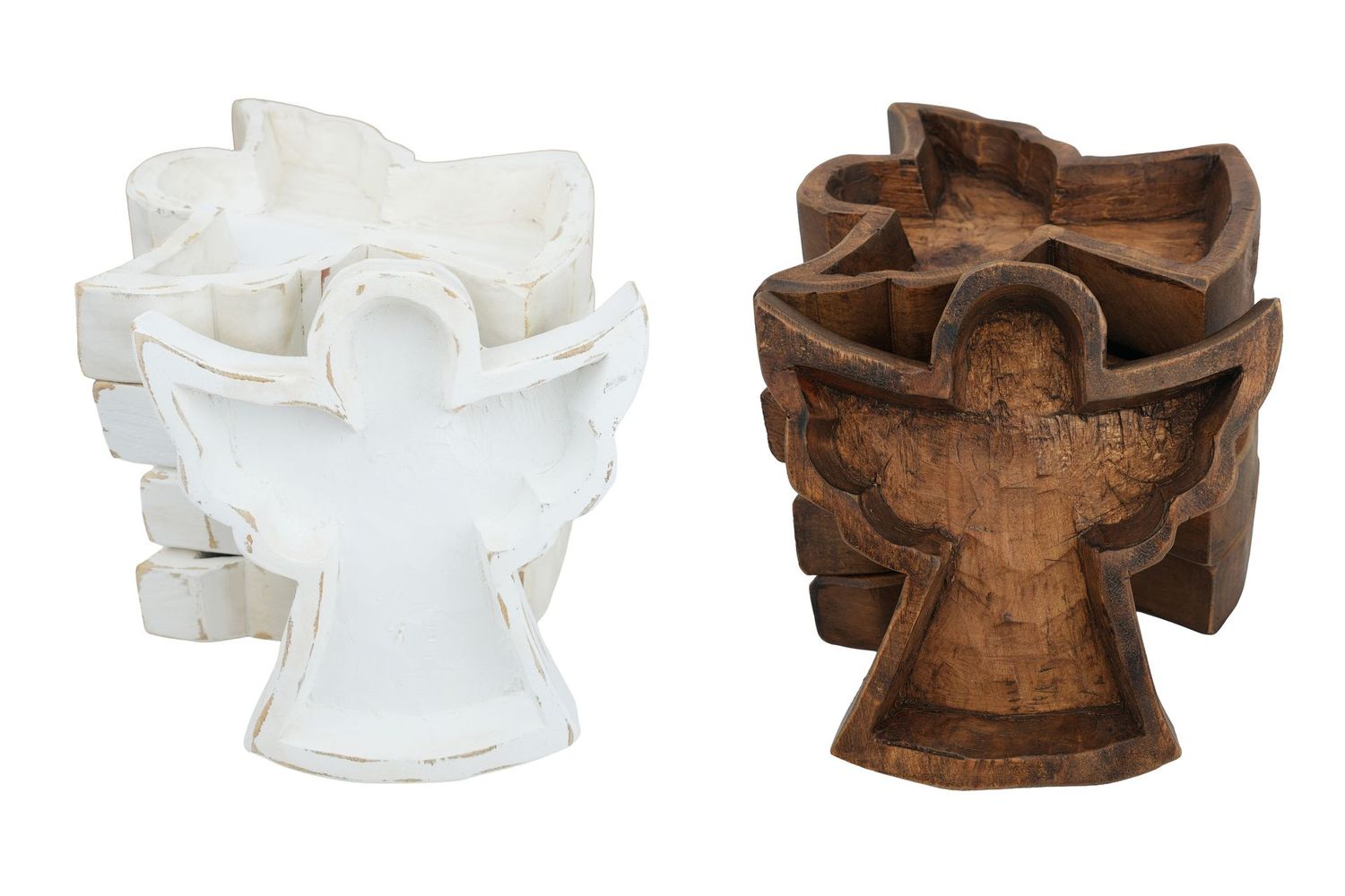 Angel Dough Bowl-8 x 8 x 2 in-Wood-Handmade-Candle Ready-Carved-Angel-NEW-Mixed Pack-10 PCS