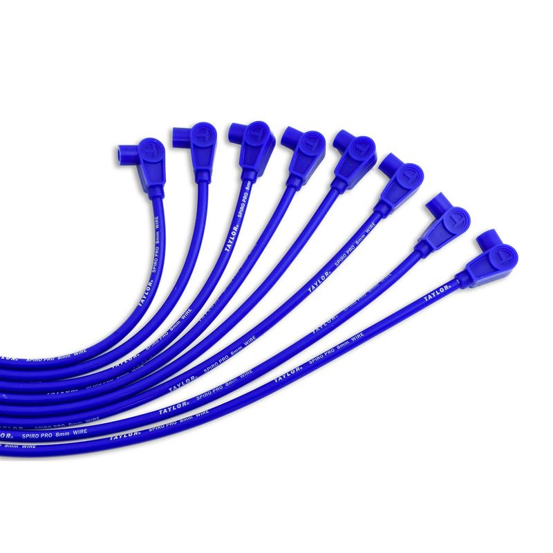 Taylor Spiro-Pro 8mm Spark Plug Wire Set, Blue, 90° Boots