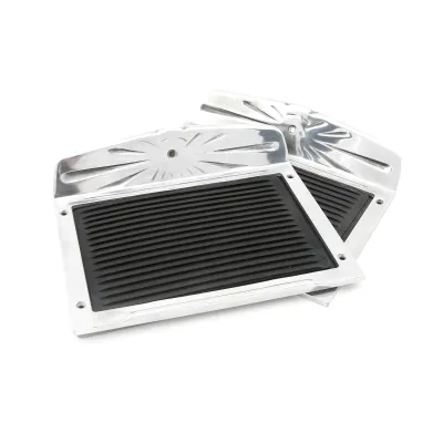 Ford Deluxe Running Board Step Plates, Die-Cast Aluminum with Black Rubber Inserts