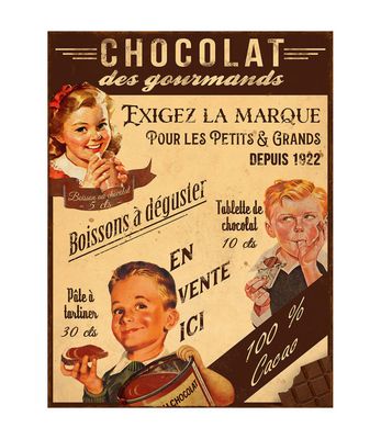 Plaque métal "Chocolat" 33 x 25 cm