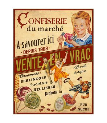 Plaque métal "Confiserie" 33 x 25 cm