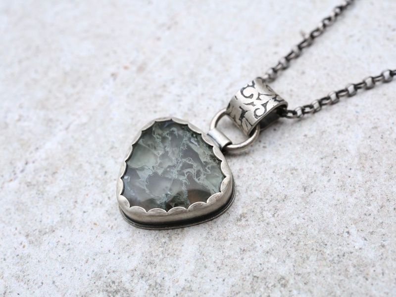 Horse Canyon Moss Agate & Sterling Silver Statement Pendant