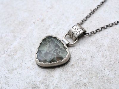 Horse Canyon Moss Agate & Sterling Silver Statement Pendant