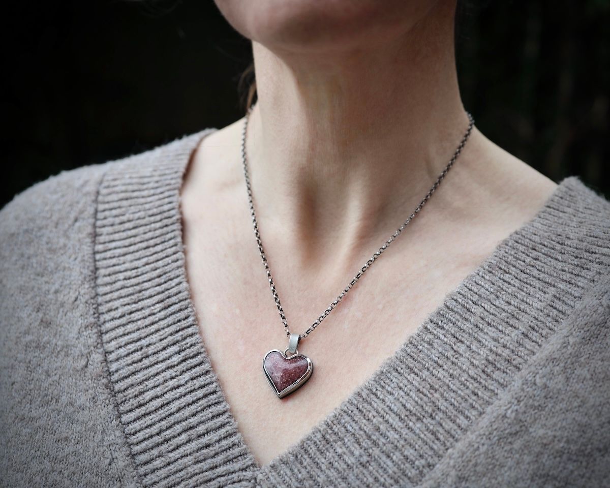 Pink Lepidolite Heart Pendant