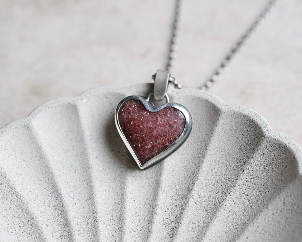 Pink Lepidolite Heart Pendant