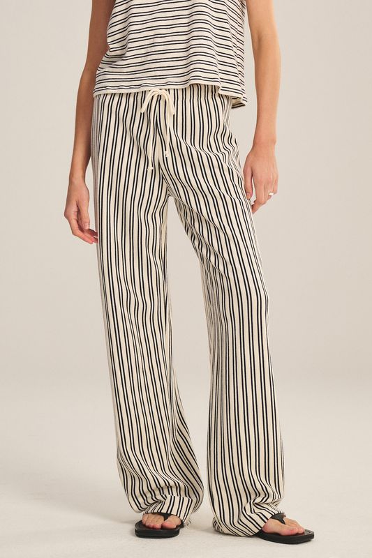 Velvet Amelise Vintage Stripe Terry Pant in Natural/Navy