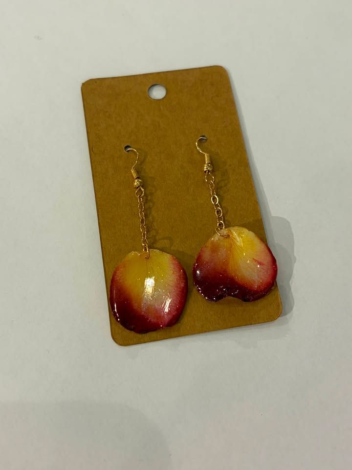 JM Studios Handmade Flower Earrings in Yellow & Purple Ombre - #21