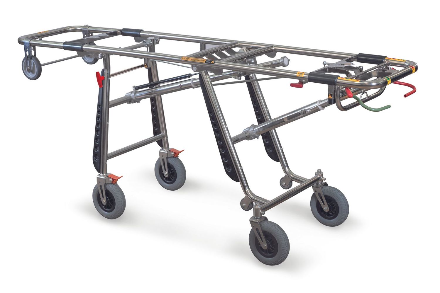 Carrinho autocarregável para recuperação e transporte de corpos, com altura regulável Carrinho autocarregável para recuperação e transporte de corpos, com altura regulável