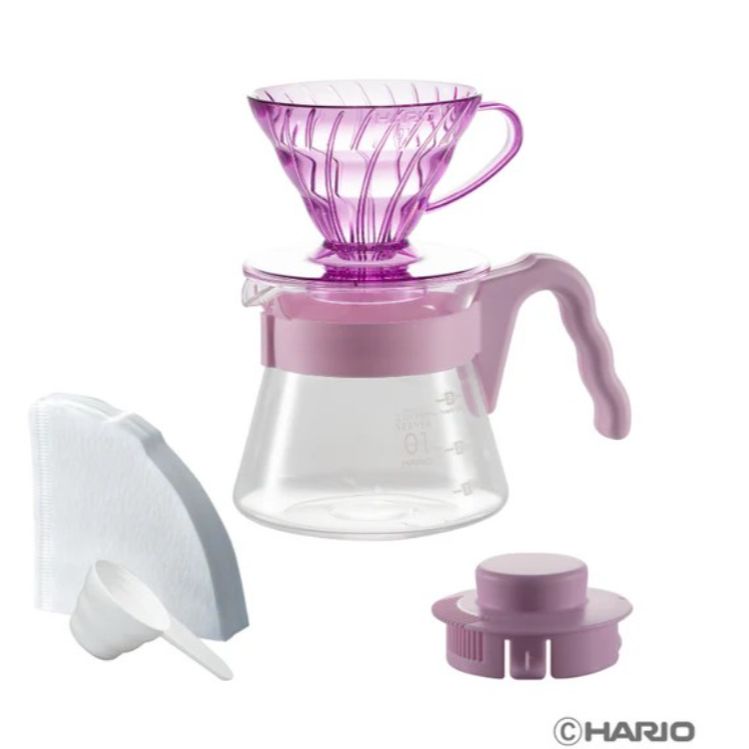 Hario 日本製V60 20周年限量色彩手沖咖啡壺組 VCSD-01-20CP-RM (玫瑰粉)