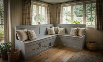 Corner Monks Bench  - "Alexandra, Eleanor & Matching Bench - Martin in NN7