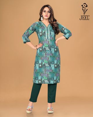 JEEL Kurti &amp; Pant Set - Chikan
