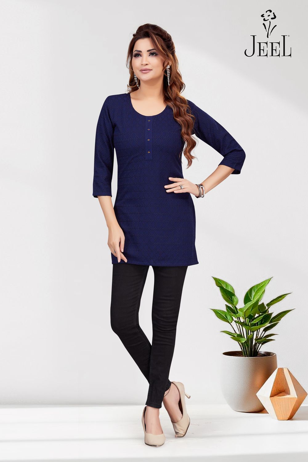 JEEL Short Kurti - Navy Blue