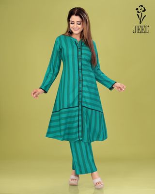 JEEL Kurti &amp; Plazo Set - Pine Green