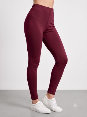 JEEL Cotton Leggings - Dark Maroon