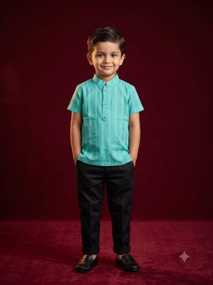 JEEL Boys Kurta - Teal Blue