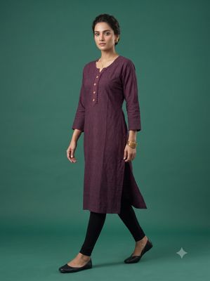 JEEL Chikan Kurti - Sangria Purple