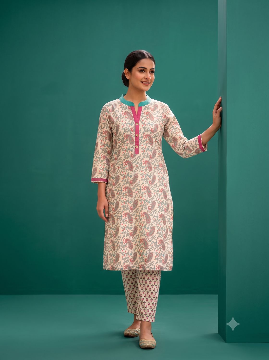 JEEL Kurti &amp; Pant Set - Off White