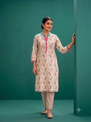 JEEL Kurti &amp; Pant Set - Off White