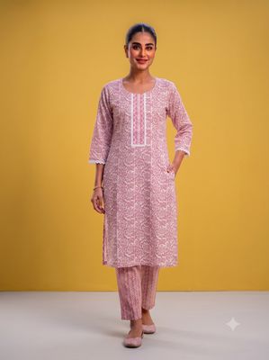 JEEL Kurti &amp; Pant Set - Pink