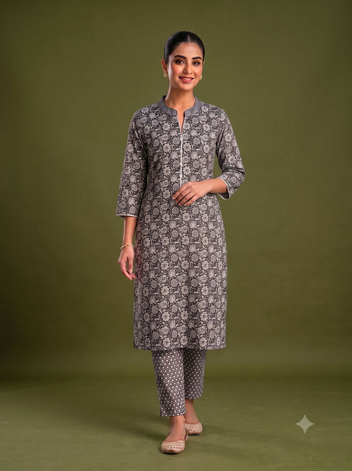 JEEL Kurti &amp; Pant Set - Grey