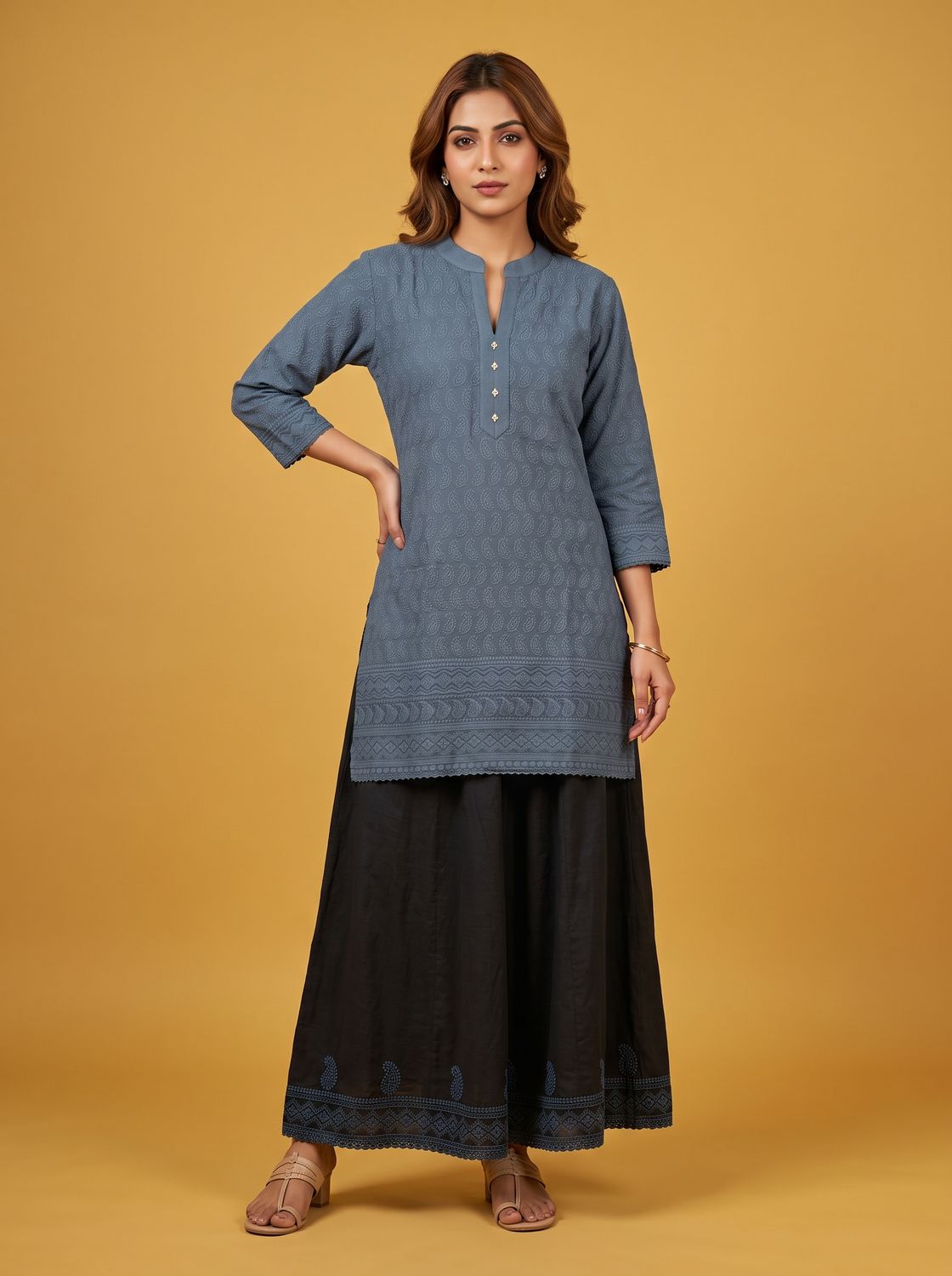 JEEL Short Kurti - Grey (collar)