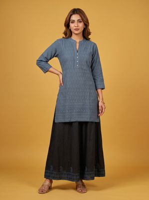 JEEL Short Kurti - Grey (collar)