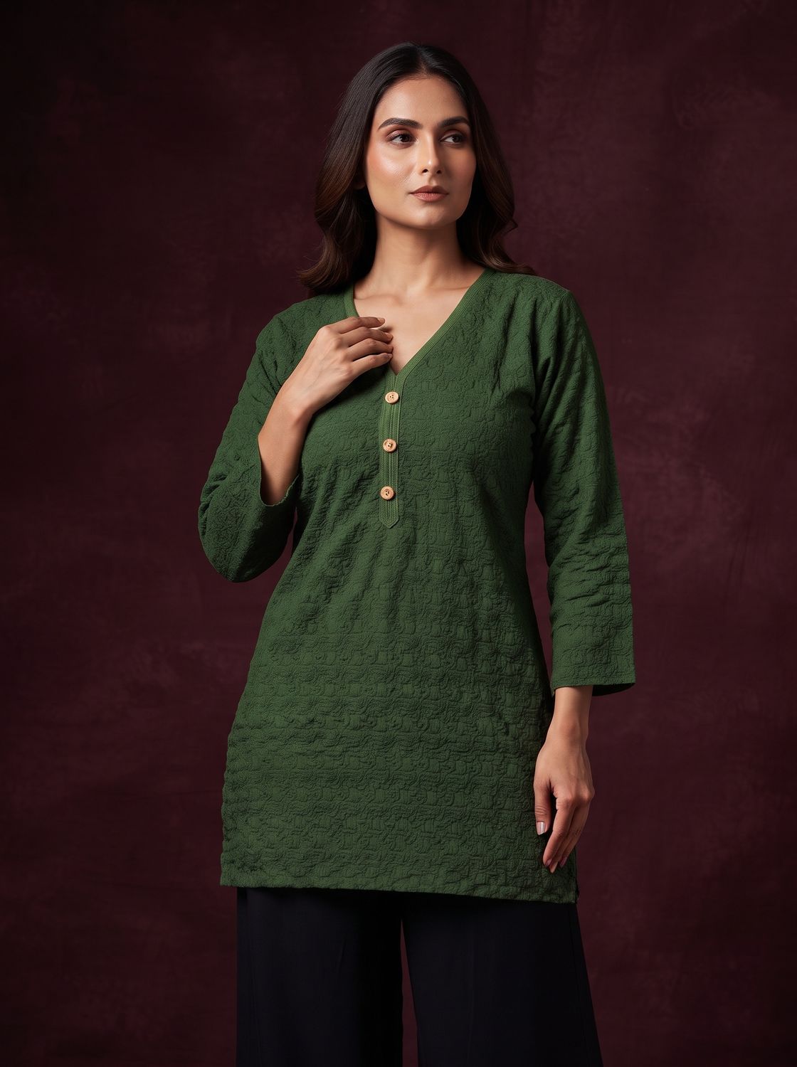 JEEL Short Kurti - Mehendi Green