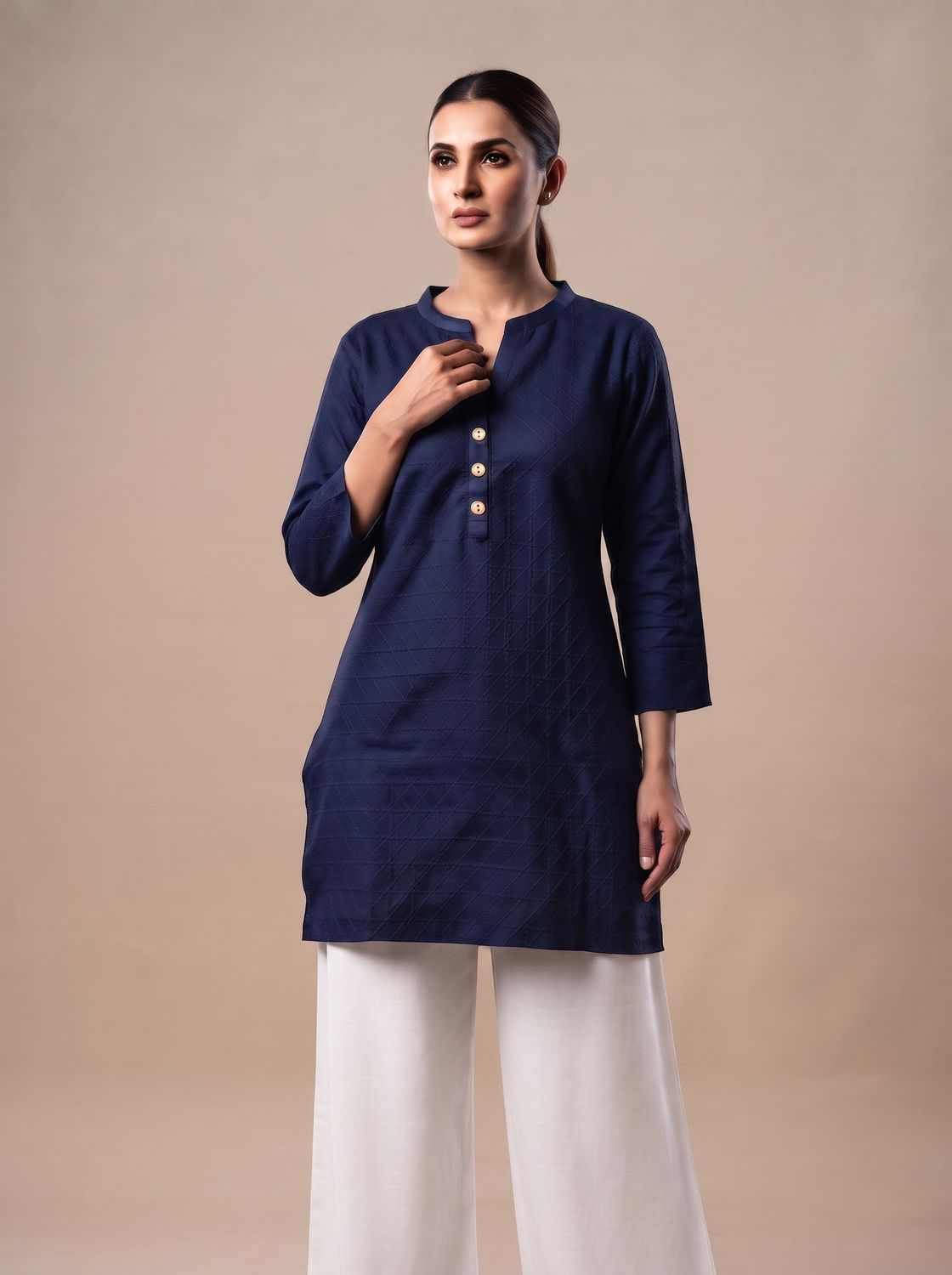 JEEL Short Kurti - Navy Blue (collar)
