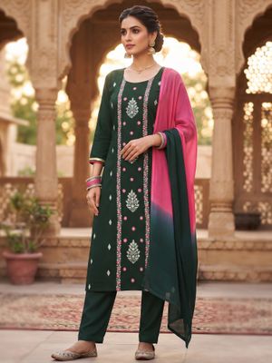 JEEL Punjabi Suit - Forest Green