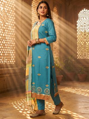 JEEL Punjabi Suit - Firozi Blue