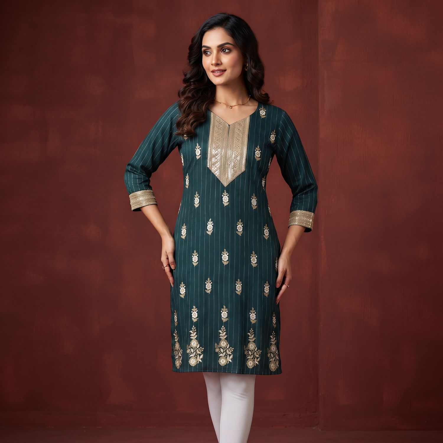 JEEL Classic Kurti - Emerald Green