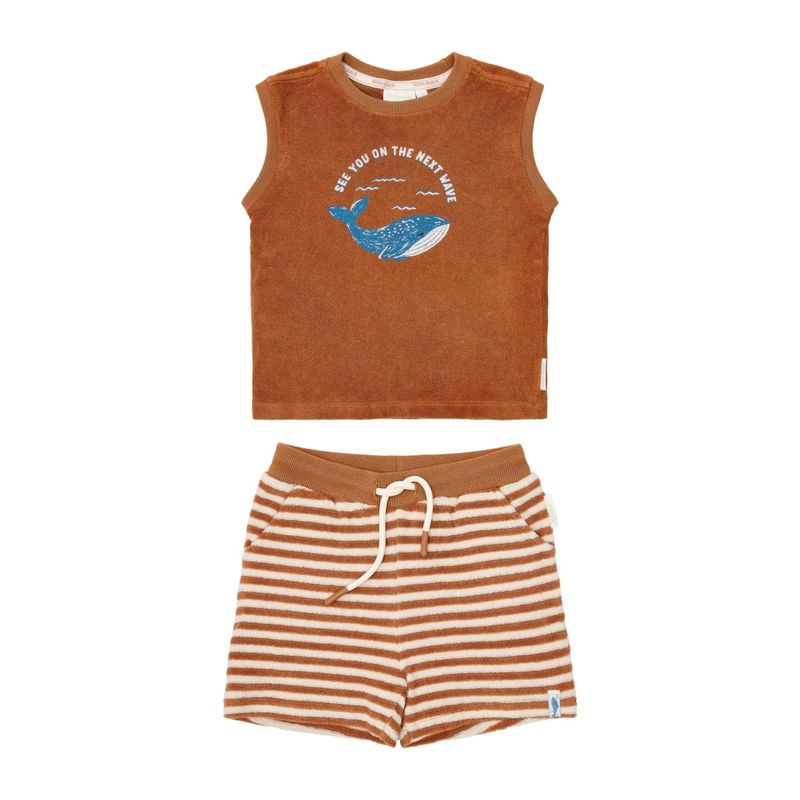 Singlet and Shorts Ocean World Brown