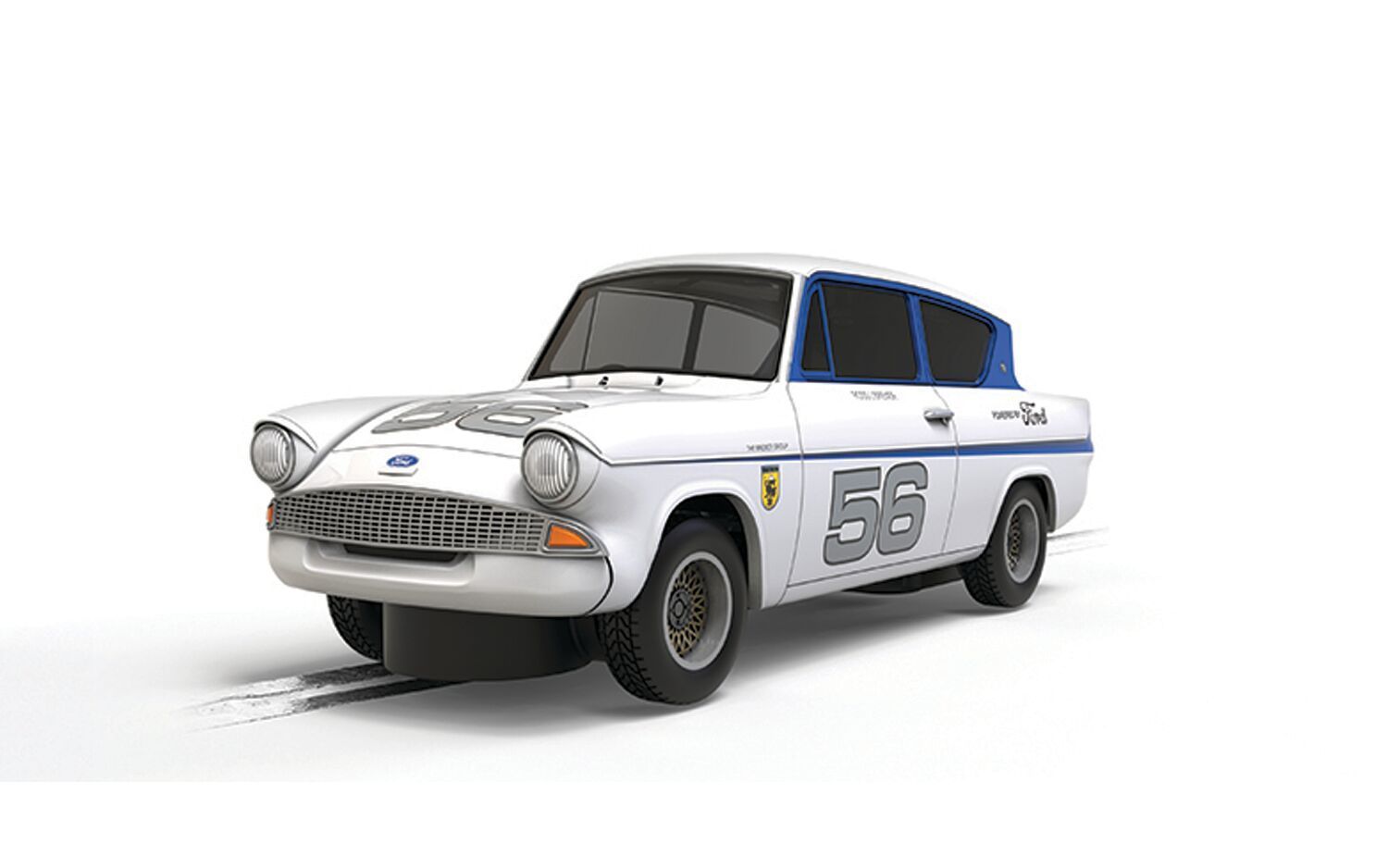 Scalextric C4682 Ford Anglia - Silver 56 Slot Car