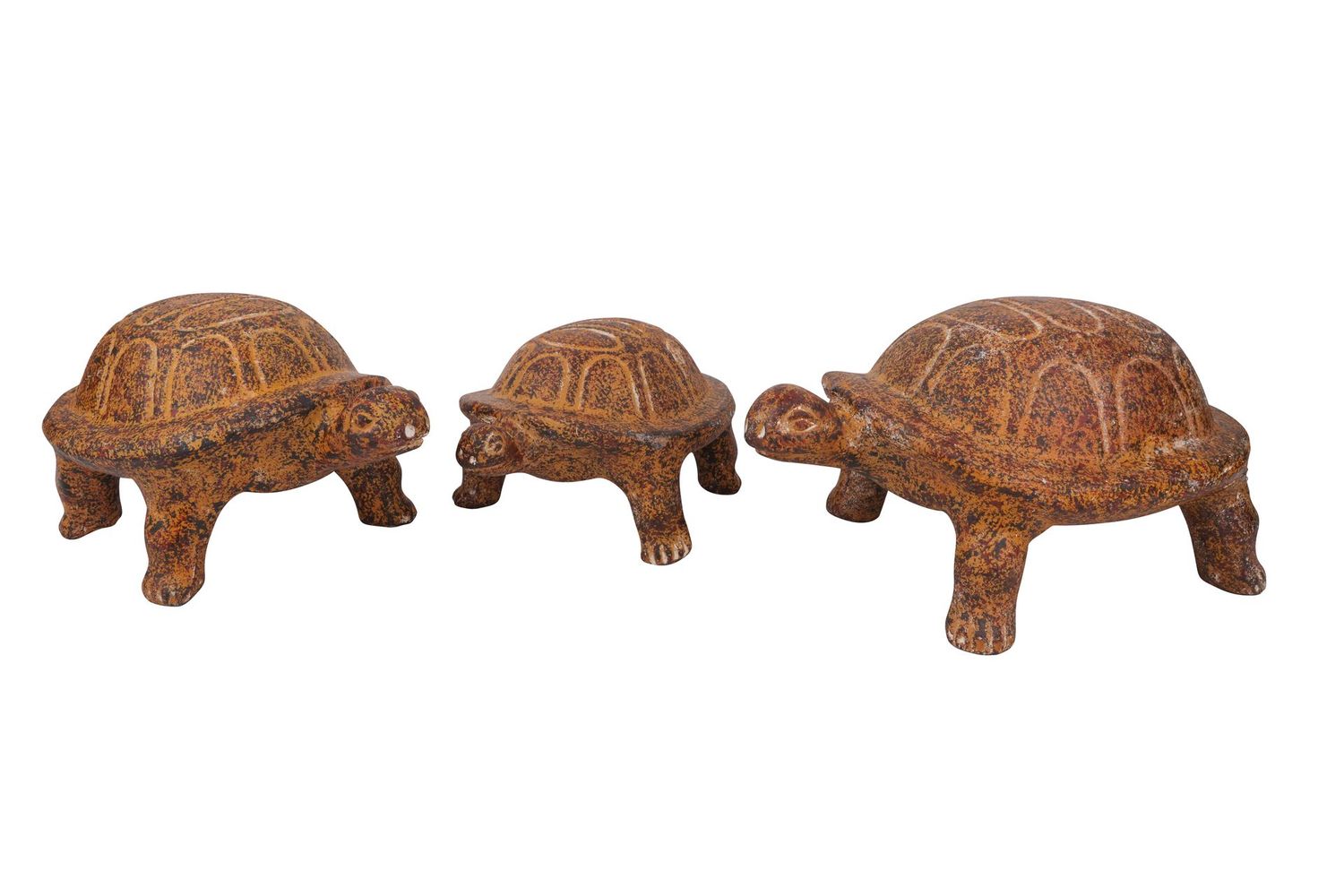 Sea Ranch Clay Turtle-Hand Painted-Garden-Rustic-Set of 3-NEW