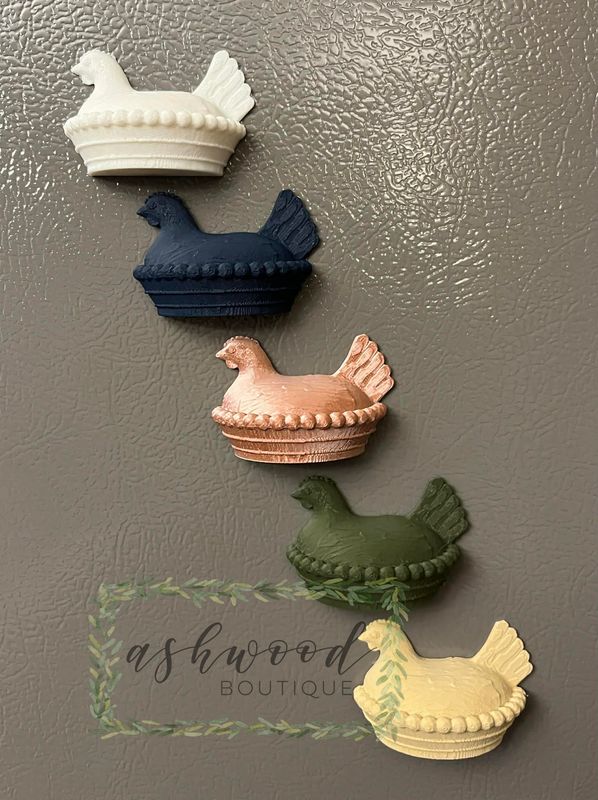 Hen on a Nest Refrigerator Magnet Set
