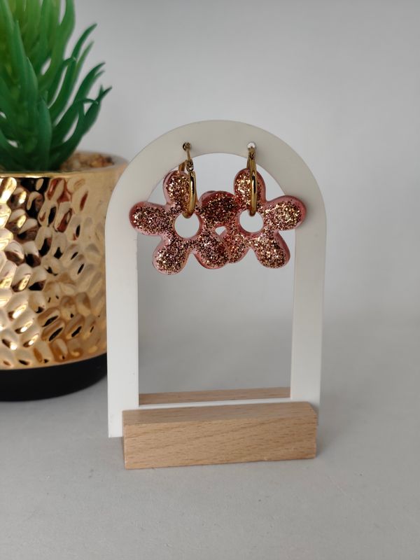 Pampilles paillettes doré/ fond rouge translucide Pampilles paillettes doré/ fond rouge translucide