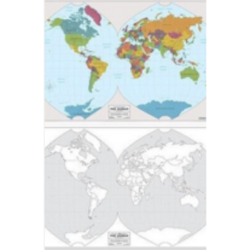 World Map: Color Labeled / Outline Wall Map 23x34 (Paper)