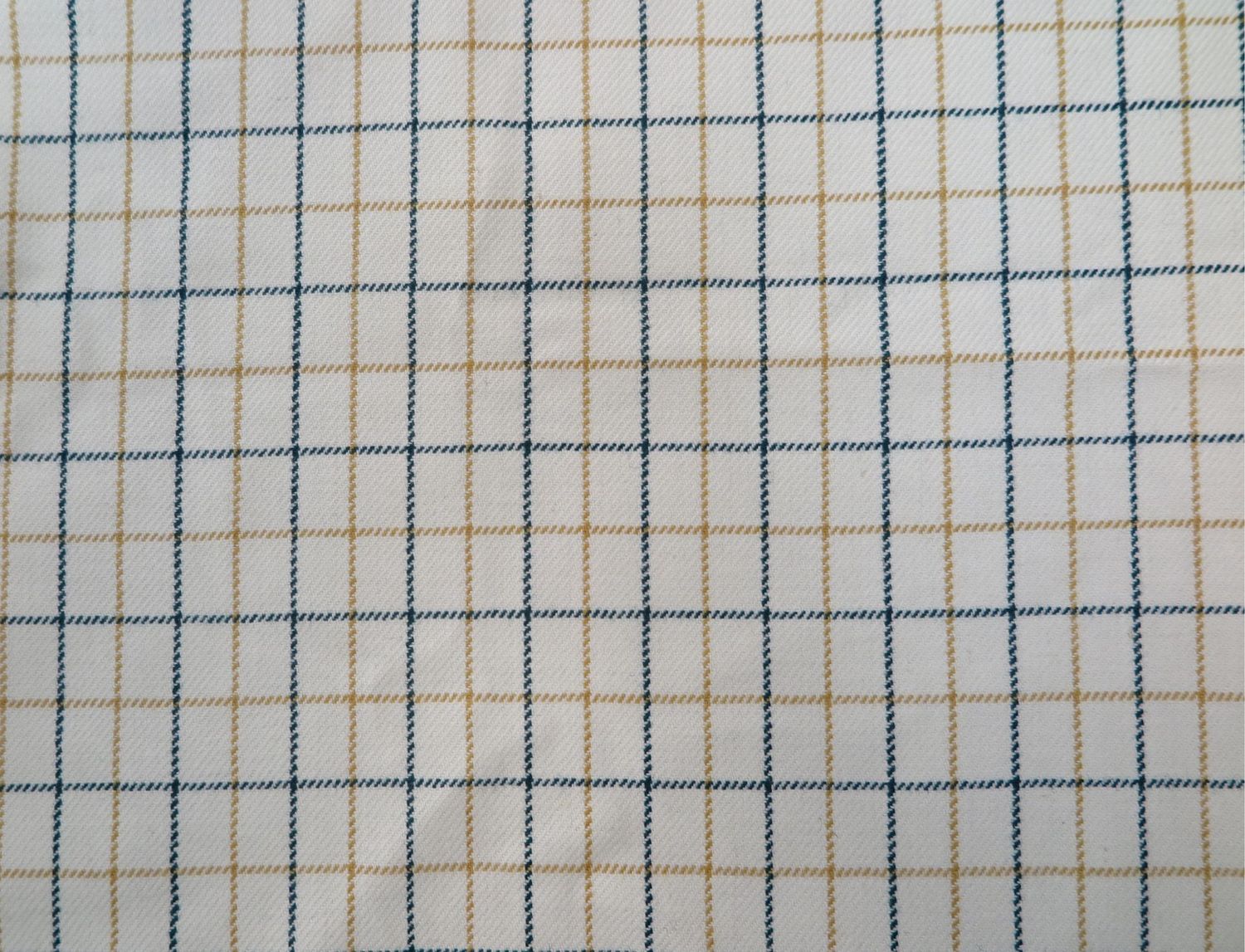 Green and Gold Cotton Tattersall Fabric