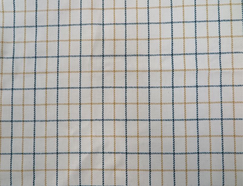 Green and Gold Cotton Tattersall Fabric