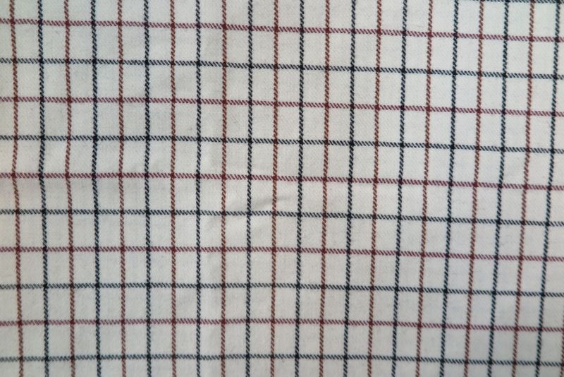 Black and Burgundy Cotton Tattersall Fabric