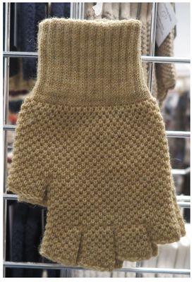 Half Finger, Biscuit, Oiled Wool Hunting Gloves- X-Large