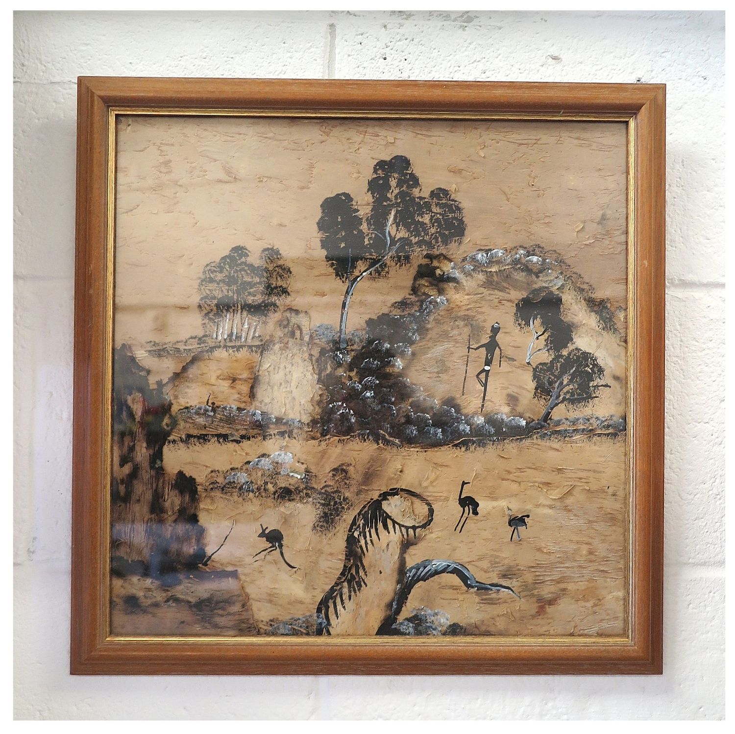 Vintage Australian Aboriginal-style Bark Painting