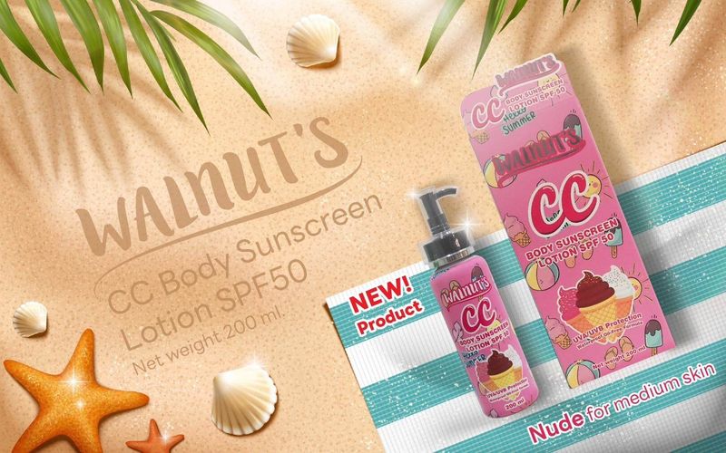 Walnuts CC Body Sunscreen Lotion SPF50 200ml Walnuts CC Body Sunscreen Lotion SPF50 200ml