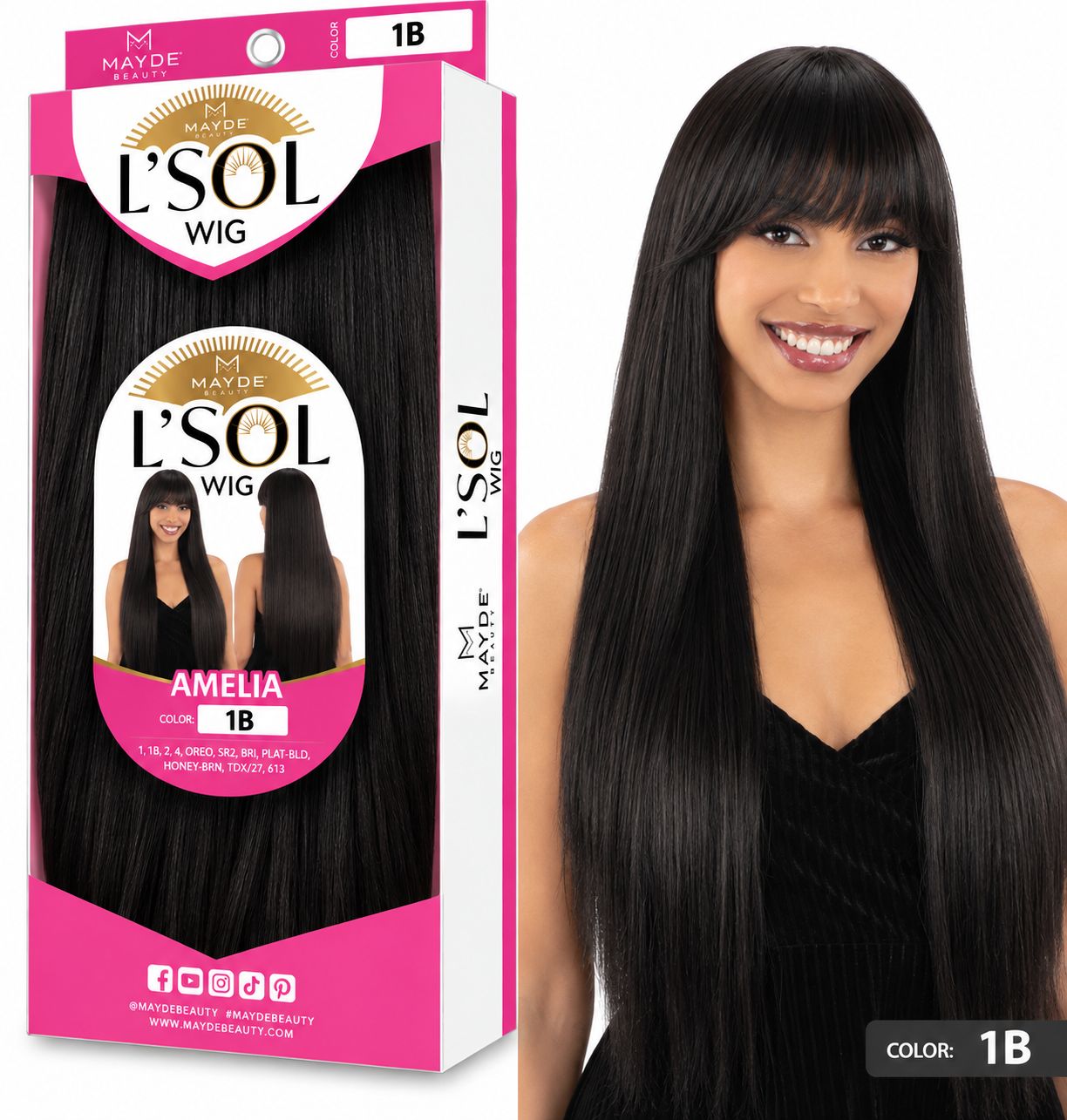 Mayde L'SOL Full Wig - AMELIA-Color:1B