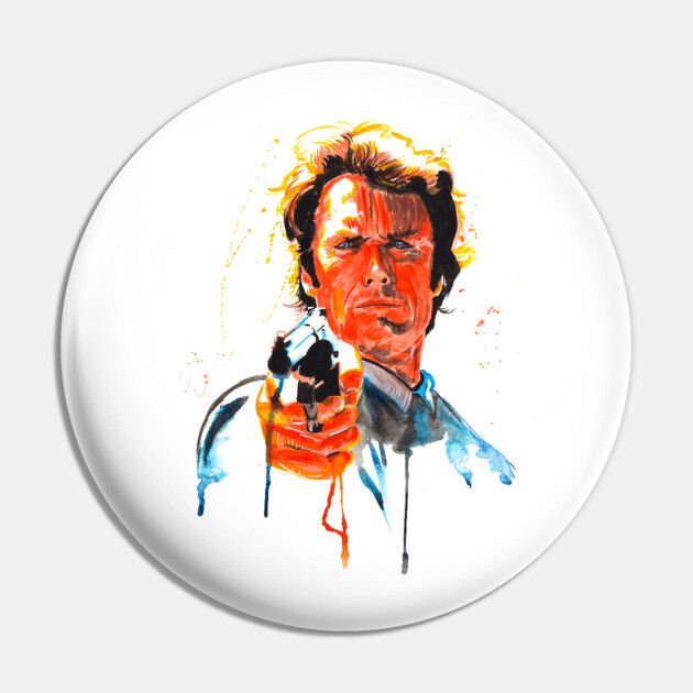 Clint Eastwood Dirty Harry 2 1/4"D Pinback Button