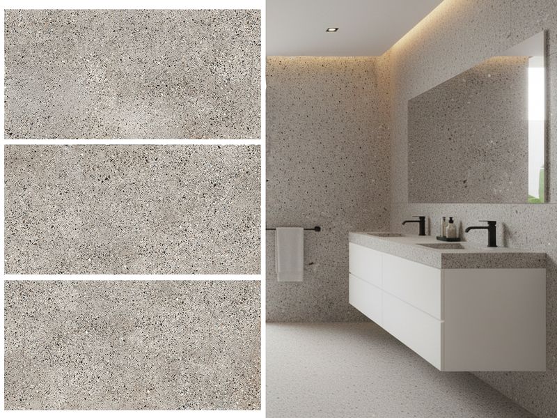 24"x48" Matte Porcelain Wall &amp; Floor Tiles, | Rock Brown, 1 Box -2 PC, Grey