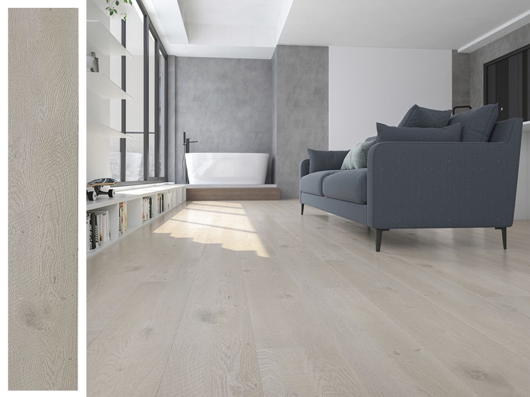 SPC Click Lock Vinyl Flooring Plank l 25 Sq. Ft, Thick 5.5 mm + 1.5 mm padding, Wear layer 0.5 mm, 100% Water resistant, Winter Mist (ER1601)